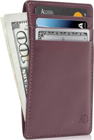 Access Denied Slim Minimalist Wallets For Men & Women - Leather Front Pocket Thin Mens Wallet RFID Credit Card Holder Gifts For Men