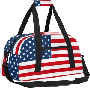American Flag 18 inch Small Gym Bag for Women and Men, Lightweight Carry On Weekender Bag Mini Duffel Bag for Travel Sports Workout