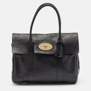 Black Leather Bayswater Satchel