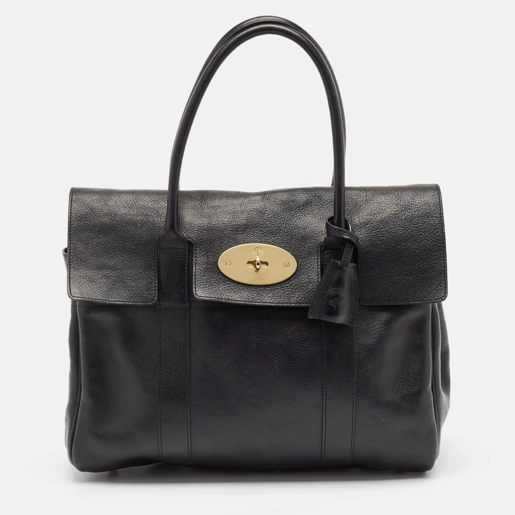 Black Leather Bayswater Satchel