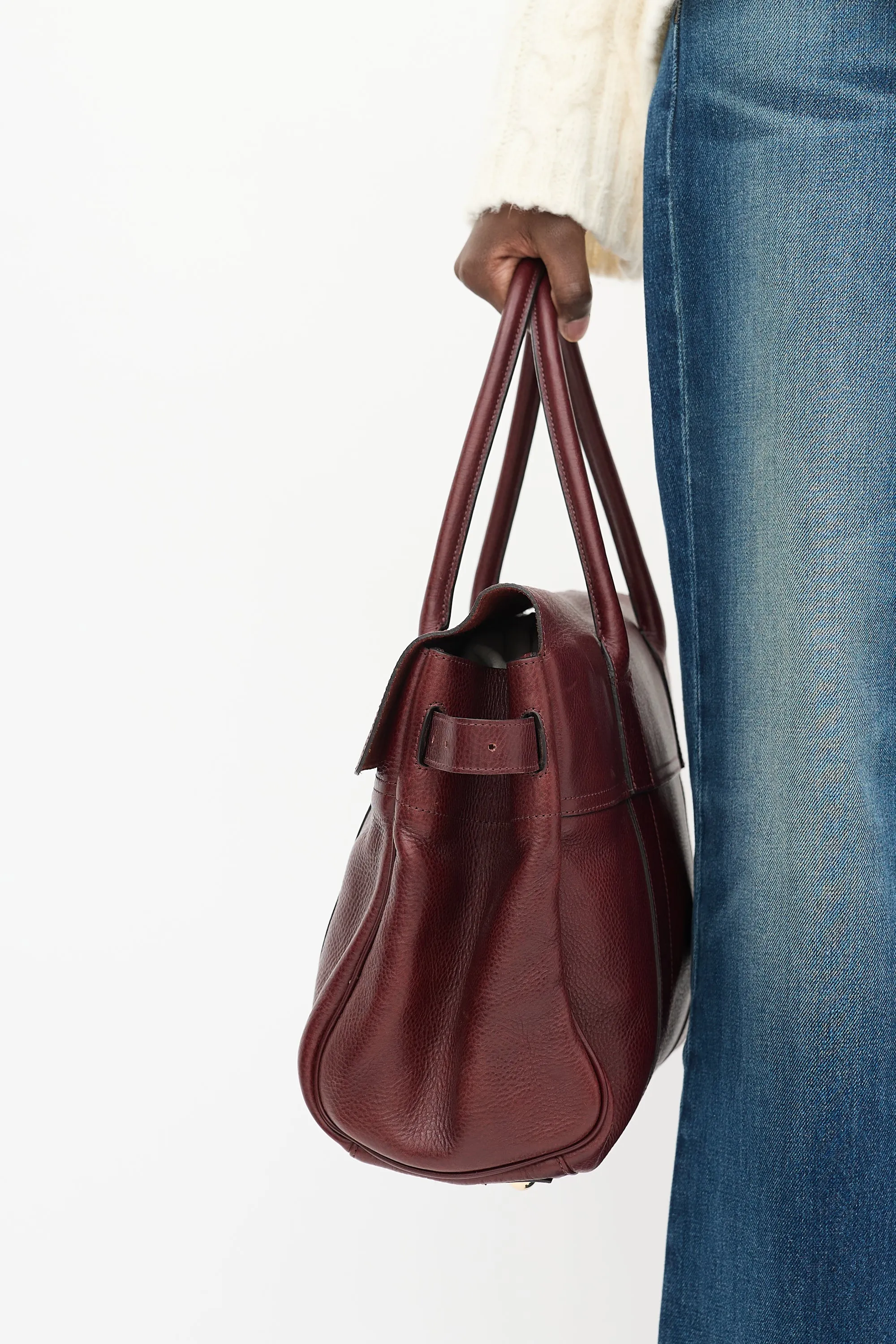 Burgundy Pebbled Leather Baysweater Tote Bag