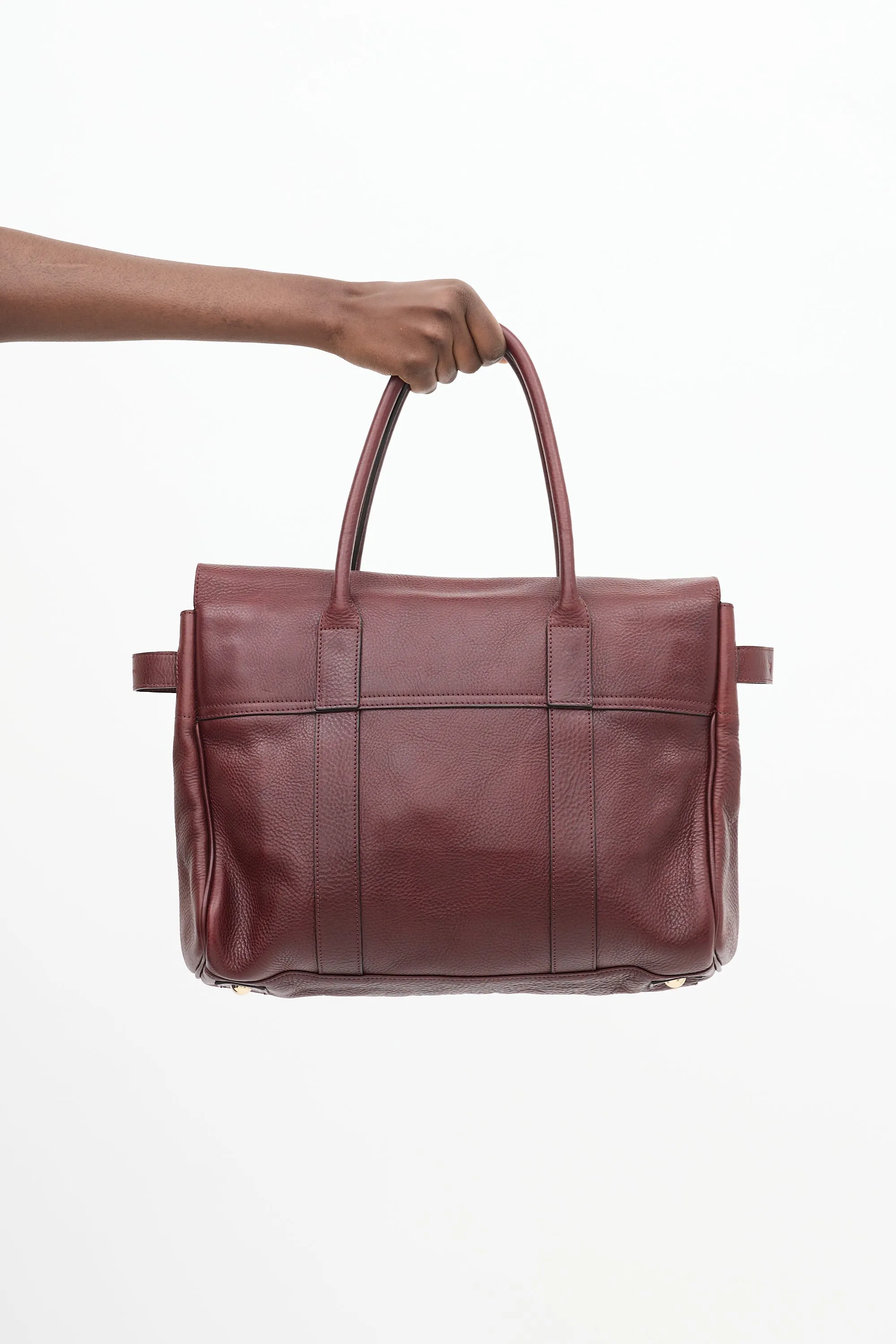 Burgundy Pebbled Leather Baysweater Tote Bag