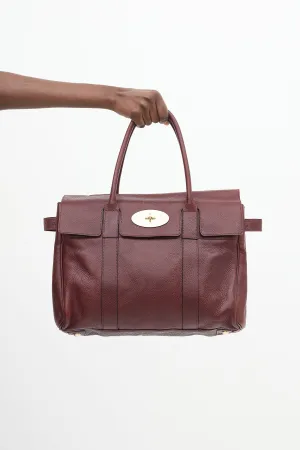 Burgundy Pebbled Leather Baysweater Tote Bag