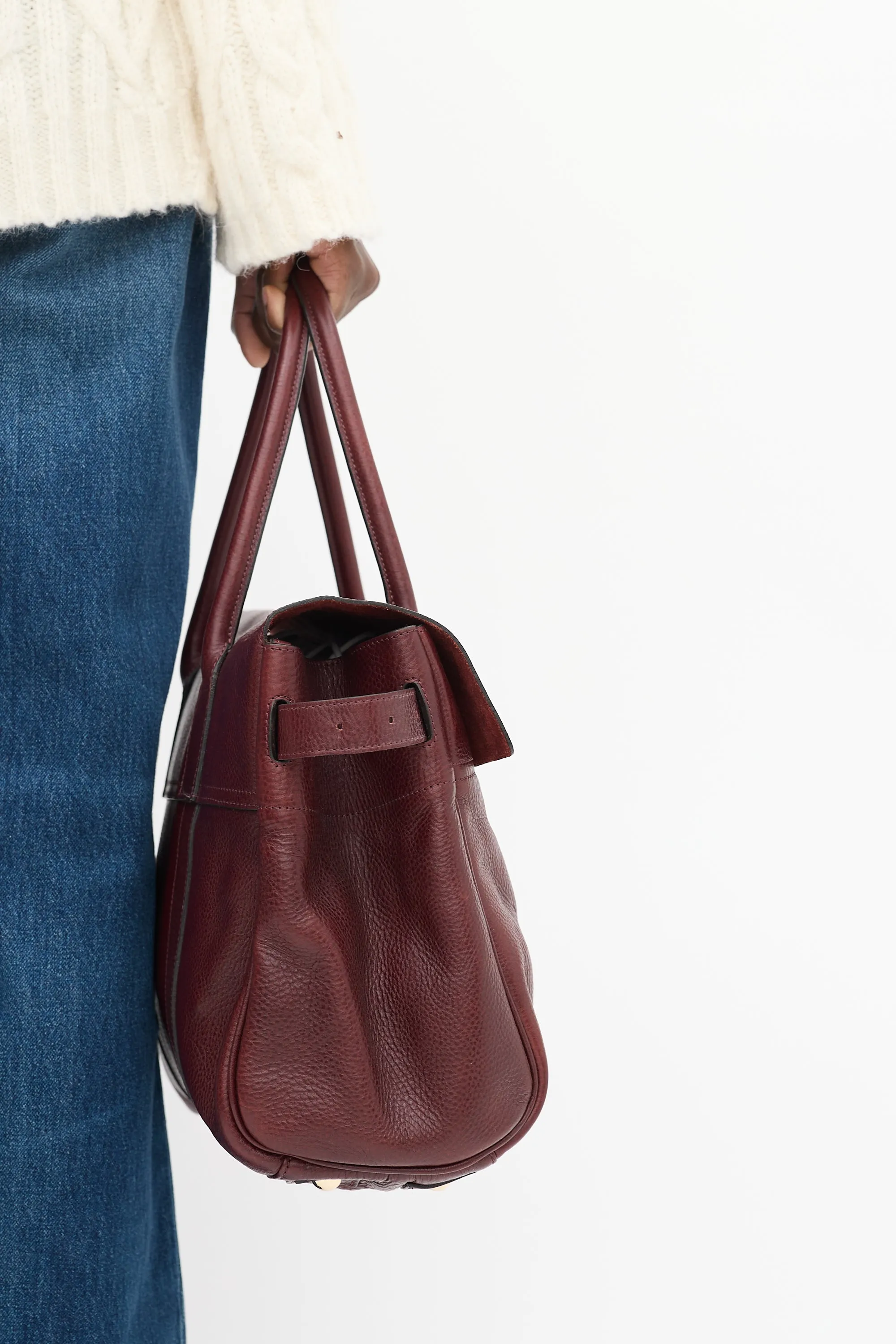 Burgundy Pebbled Leather Baysweater Tote Bag