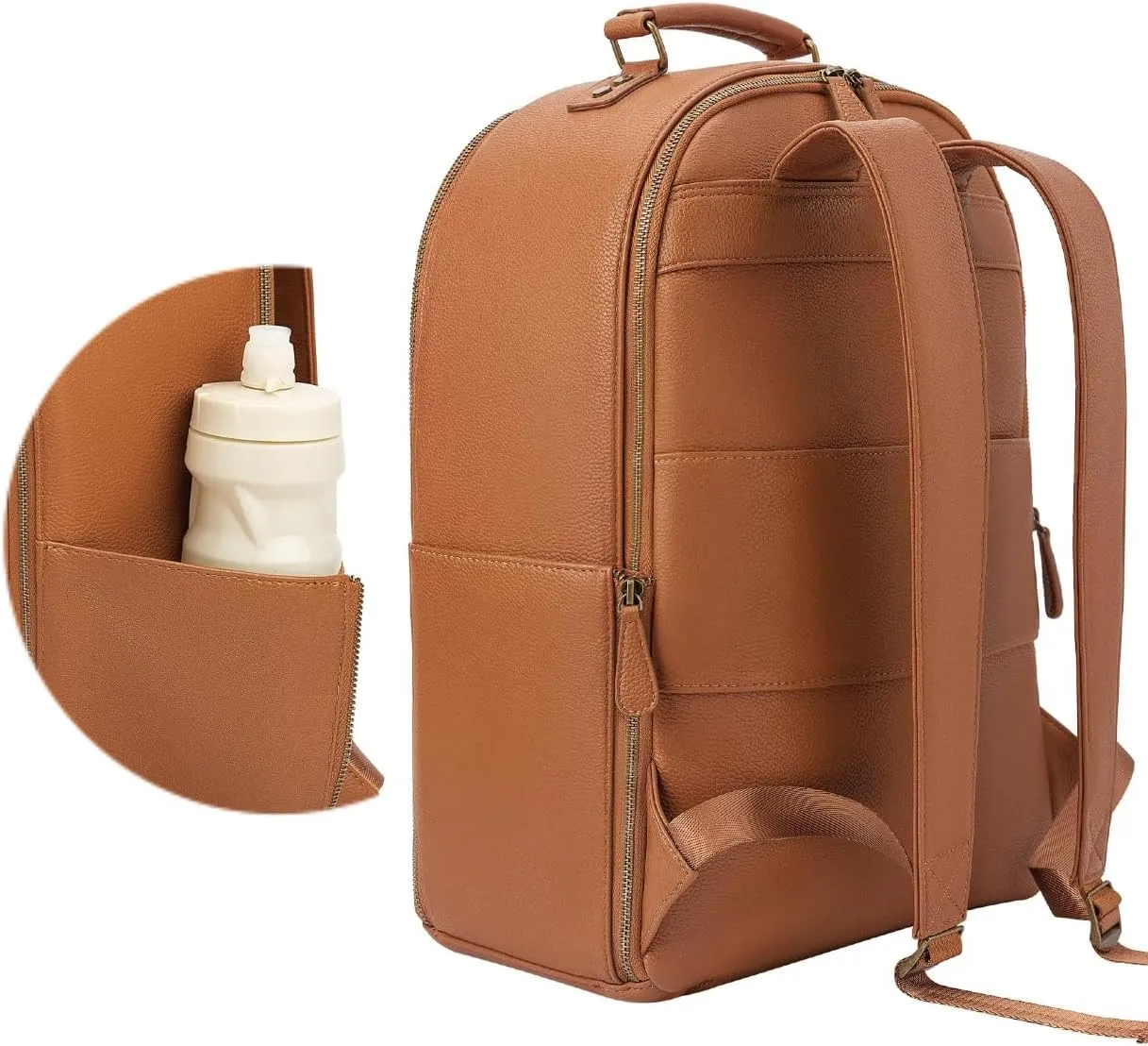 Camera Backpack Classic PU Leather with 15 Inch Laptop Compartment, Professional Camera Bag for Photographers for DSLR Large 20L