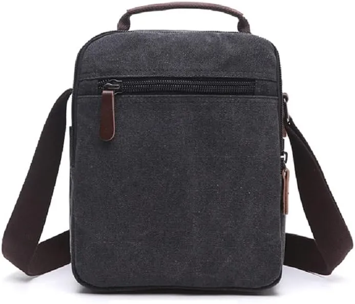 Canvas Messenger Bag Classic Shoulder Bag casual Multifunctional Crossbody Travel Purse Upgrade Black