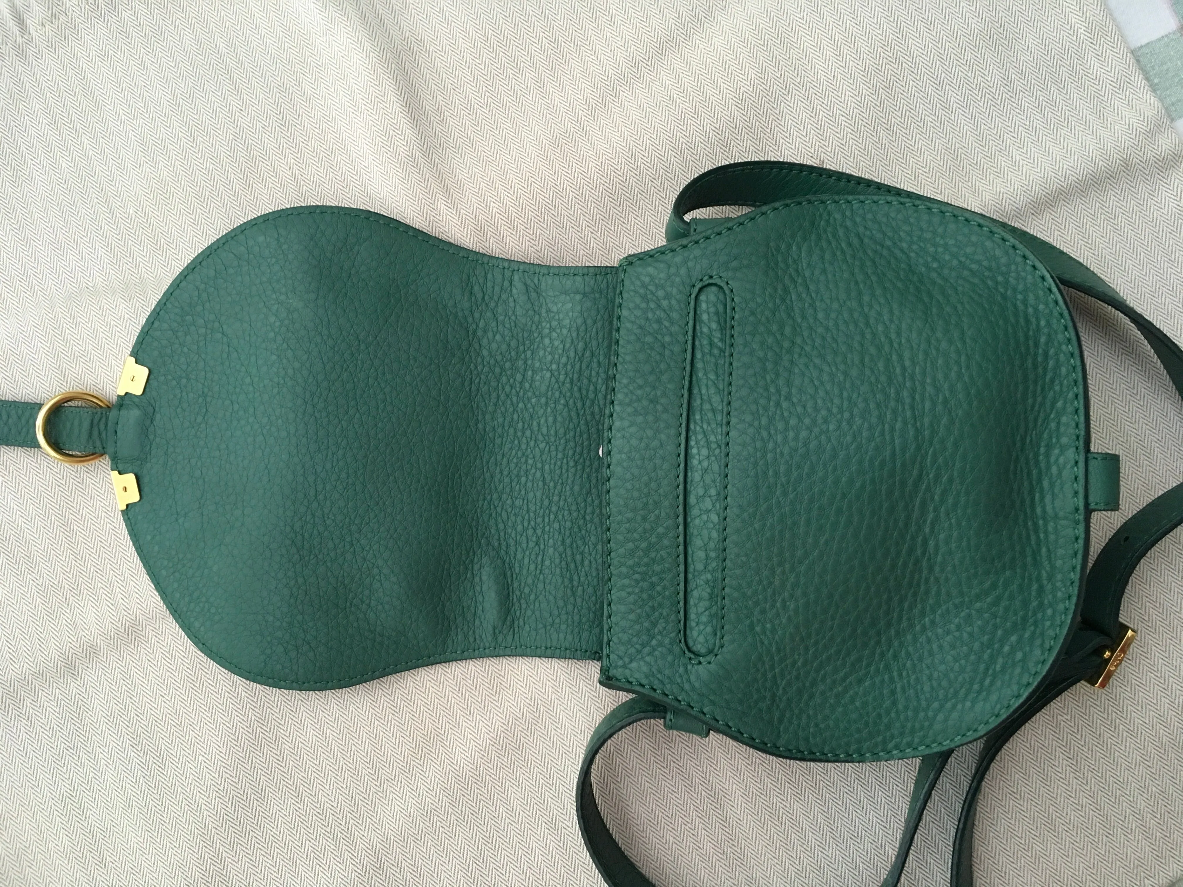 CHLOE Chloé Calfskin Small Marcie Round Crossbody Bag Teal Green Handbag ladies
