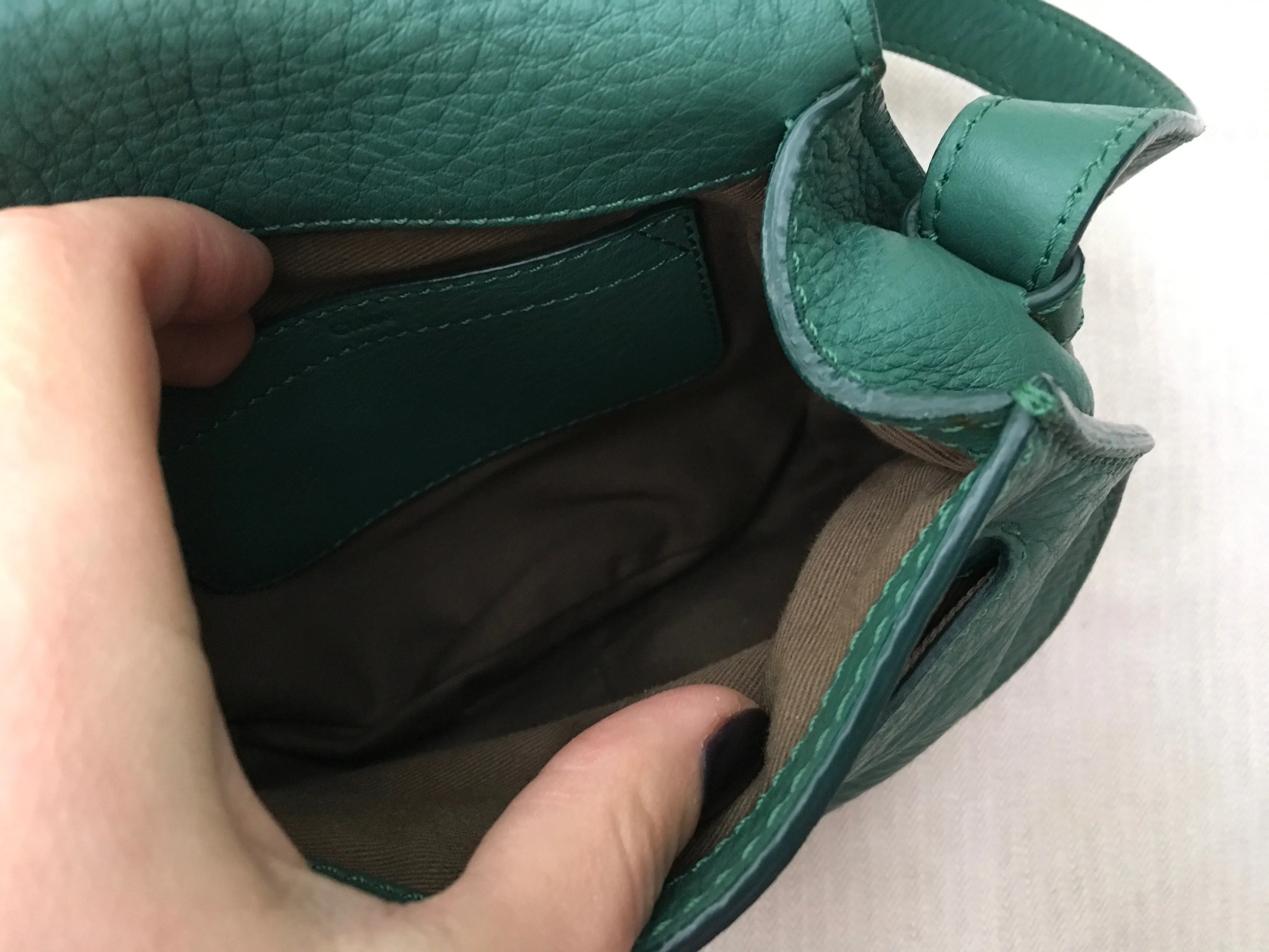 CHLOE Chloé Calfskin Small Marcie Round Crossbody Bag Teal Green Handbag ladies