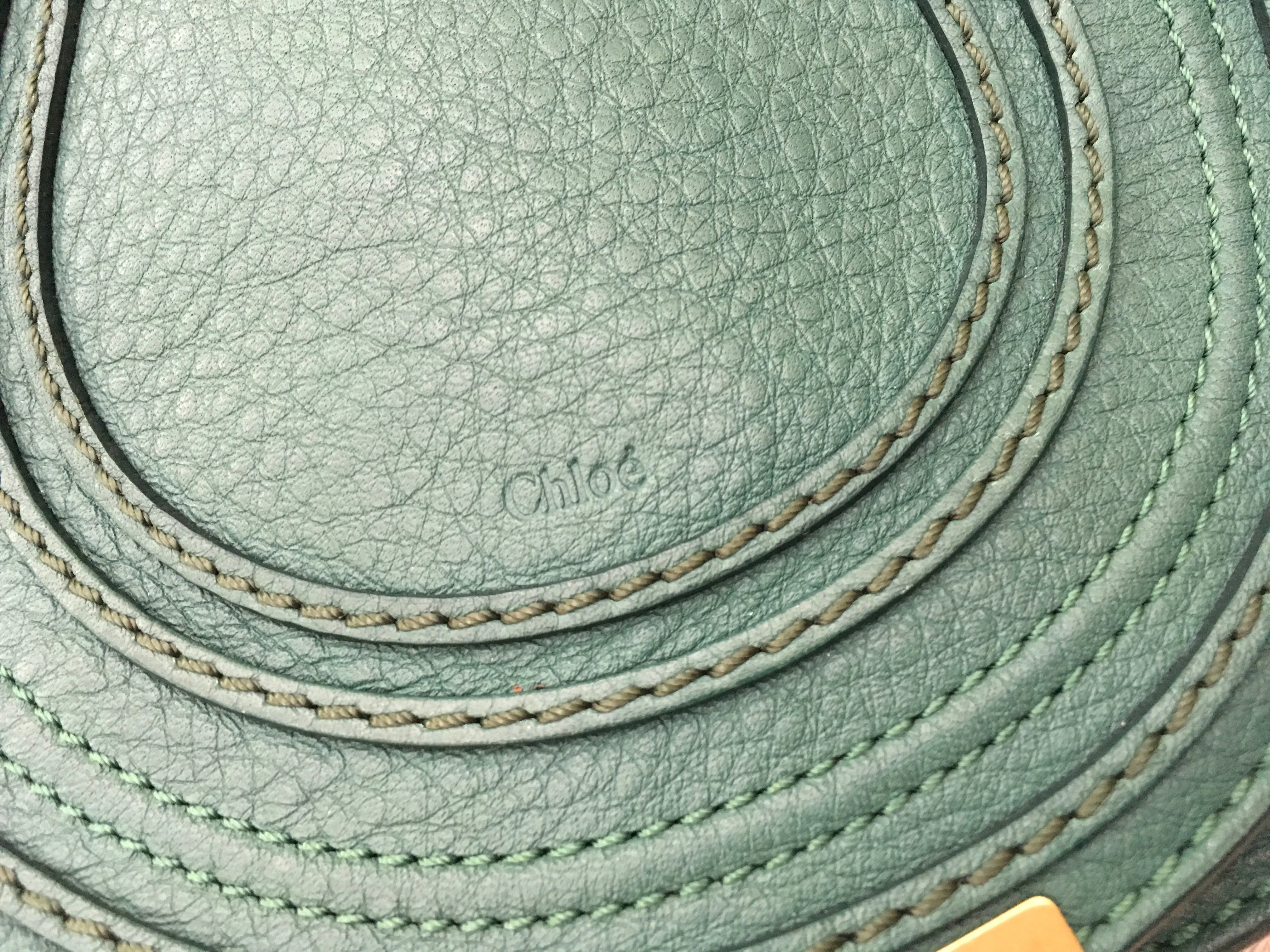 CHLOE Chloé Calfskin Small Marcie Round Crossbody Bag Teal Green Handbag ladies