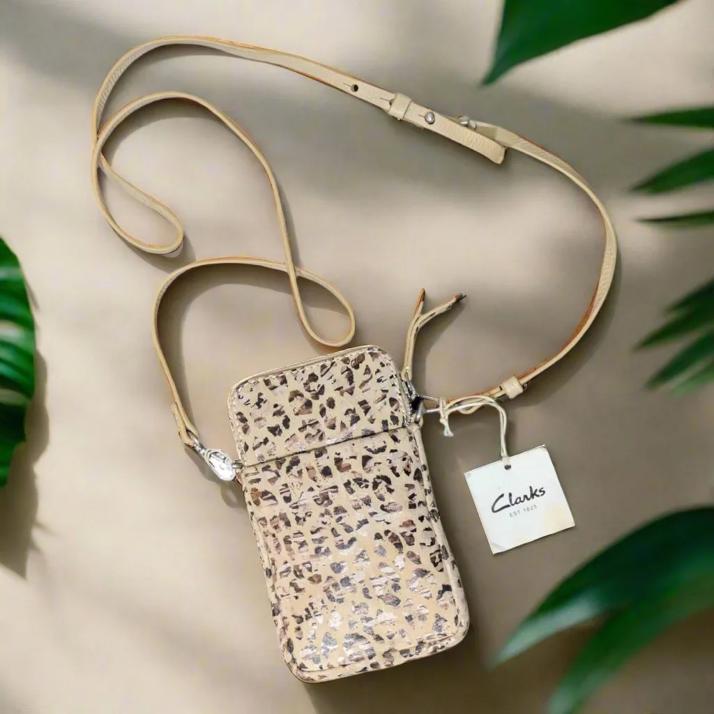 Clarks Animal Print Leather Phone Crossbody Bag – New with Tags