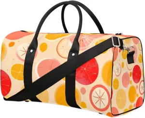 Foldable Travel Bag Lemon Slices Print Lightweight Carry On Bags for Airplanes Waterproof Travel Duffle Bag For Gym Weekend Overnight