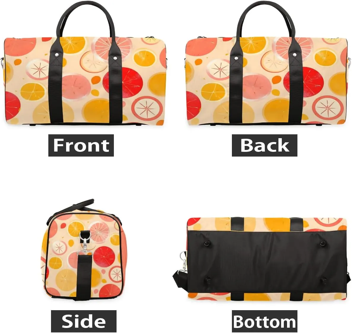 Foldable Travel Bag Lemon Slices Print Lightweight Carry On Bags for Airplanes Waterproof Travel Duffle Bag For Gym Weekend Overnight
