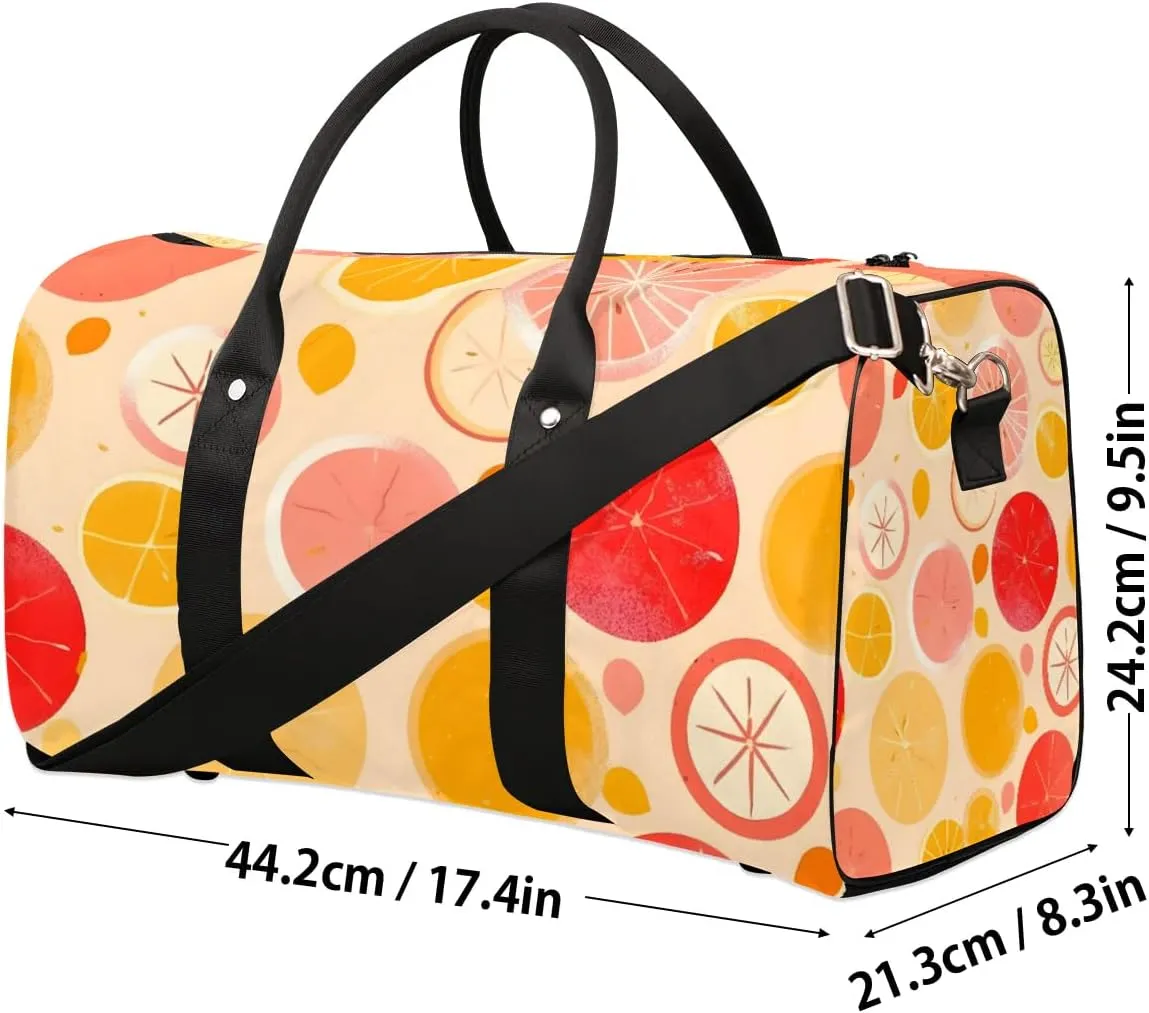 Foldable Travel Bag Lemon Slices Print Lightweight Carry On Bags for Airplanes Waterproof Travel Duffle Bag For Gym Weekend Overnight