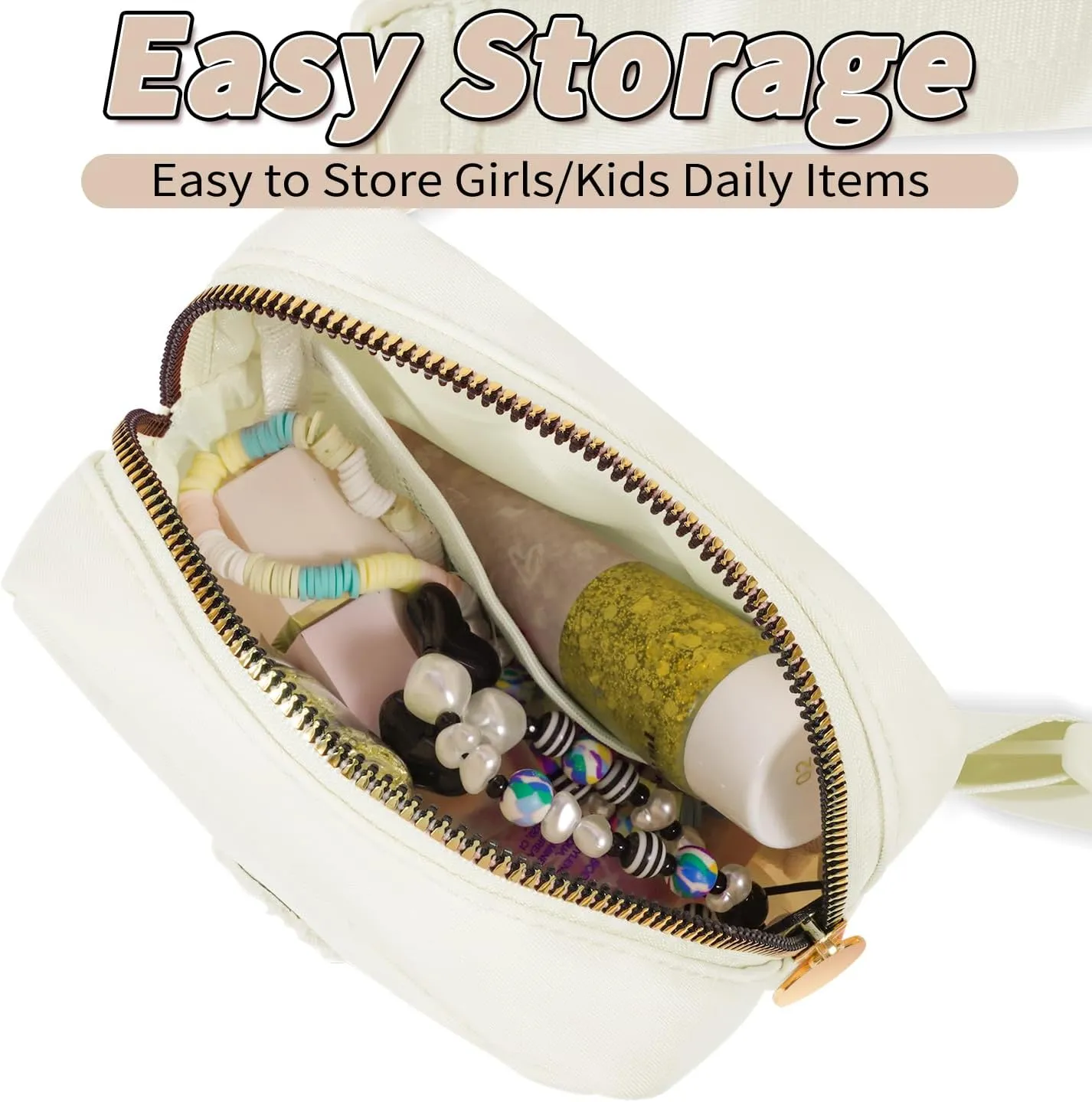 Gifts for Girls & Kids - Mini Belt Bag Crossbody Bag - Birthday Gifts for Daughter, Sister or Her; Teen Girl & Travel Essentials, Cute Trendy Stuff - Cream, S