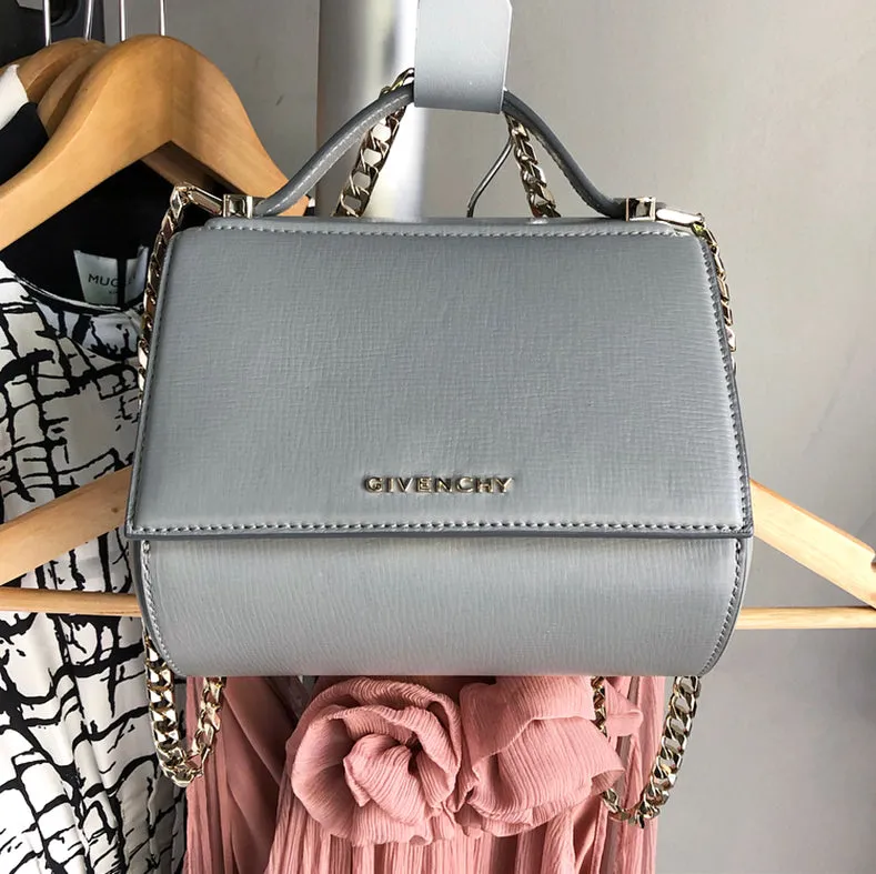 Givenchy Grey Mini Pandora Box Chain Crossbody Bag