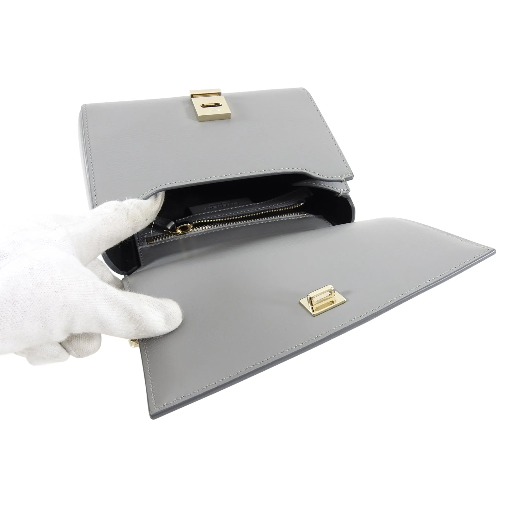 Givenchy Grey Mini Pandora Box Chain Crossbody Bag