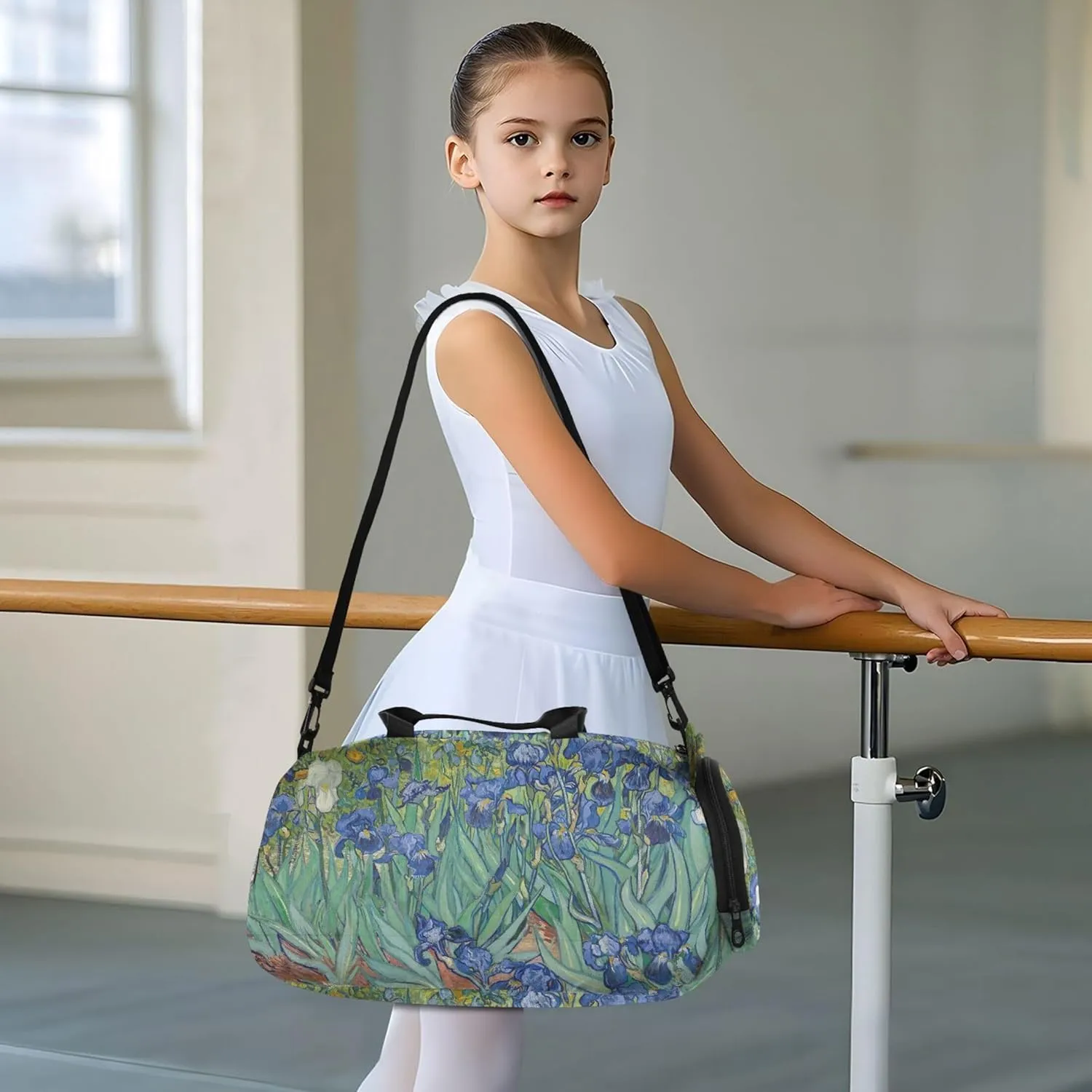 Irises Vincent Vangogh Painting Duffle Bags for Traveling Tote Weekend Duffel Overnight Shoe Compartment Carry on Duffel Bag for Boys
