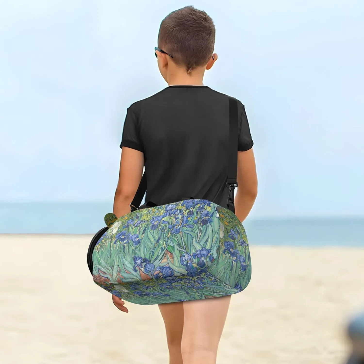 Irises Vincent Vangogh Painting Duffle Bags for Traveling Tote Weekend Duffel Overnight Shoe Compartment Carry on Duffel Bag for Boys