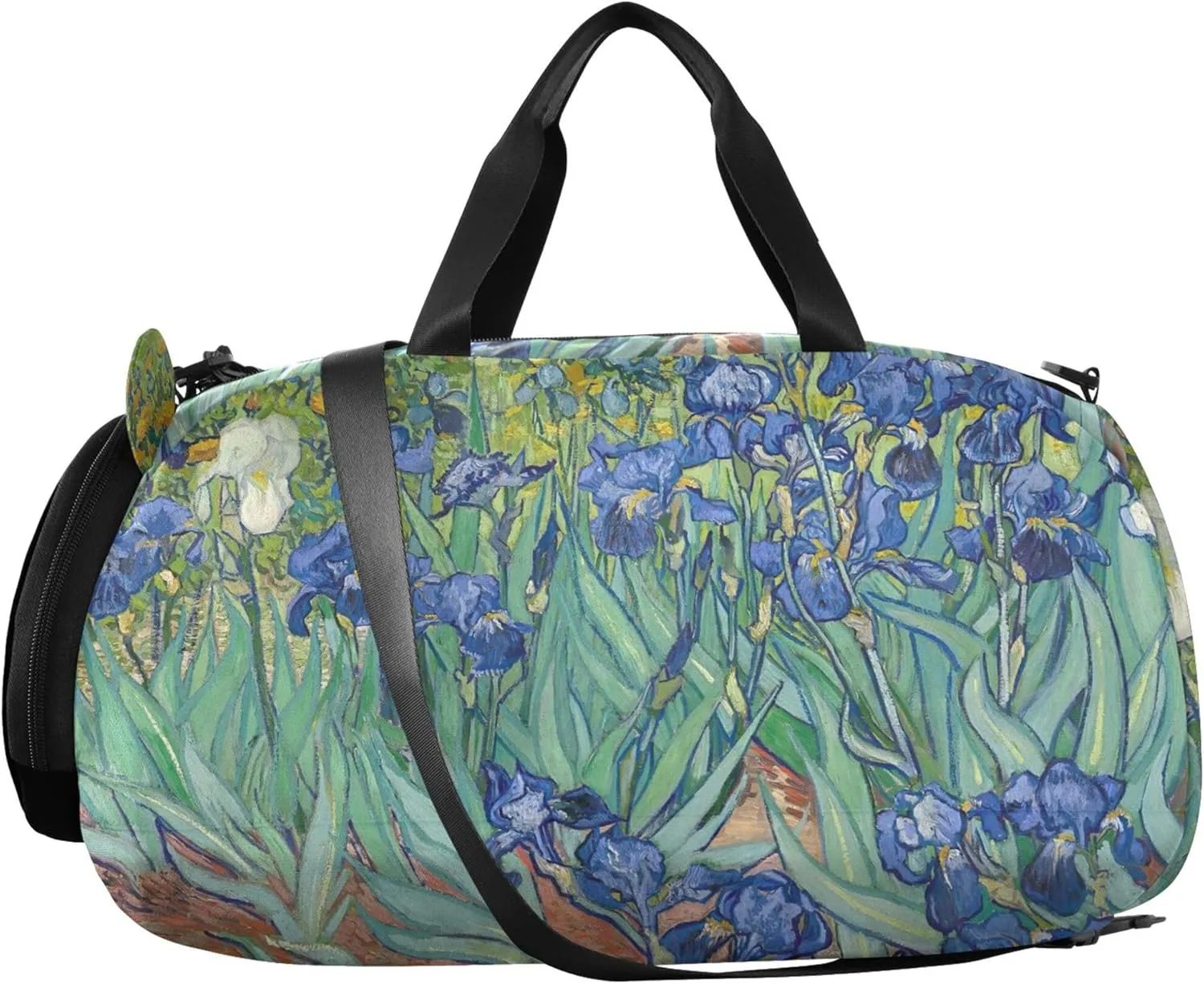 Irises Vincent Vangogh Painting Duffle Bags for Traveling Tote Weekend Duffel Overnight Shoe Compartment Carry on Duffel Bag for Boys