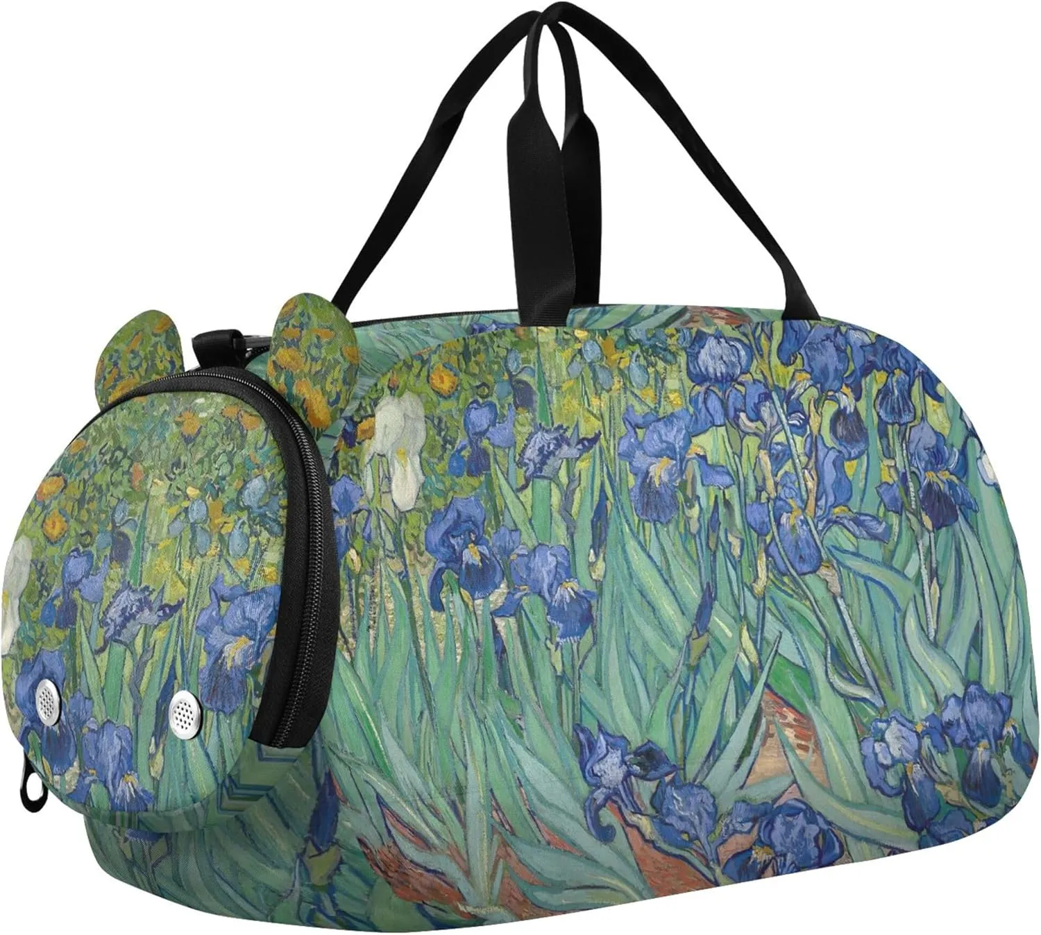 Irises Vincent Vangogh Painting Duffle Bags for Traveling Tote Weekend Duffel Overnight Shoe Compartment Carry on Duffel Bag for Boys