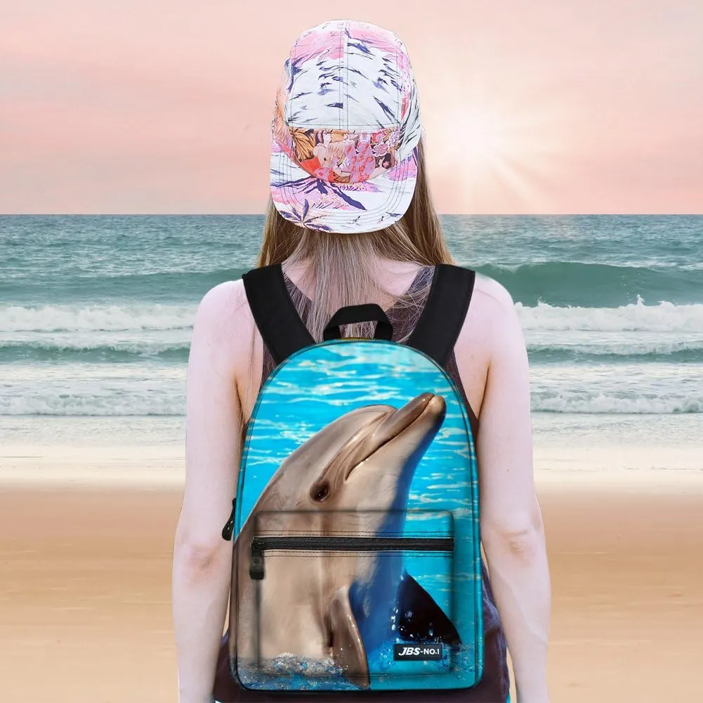 JeremySport Toddler Backpack Boys, 15 Inch Kids Backpack for Preschool,Dolphin