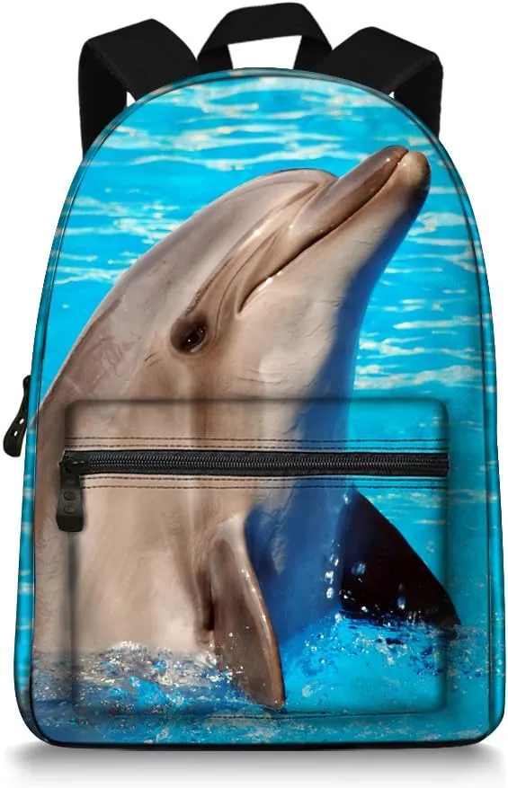 JeremySport Toddler Backpack Boys, 15 Inch Kids Backpack for Preschool,Dolphin