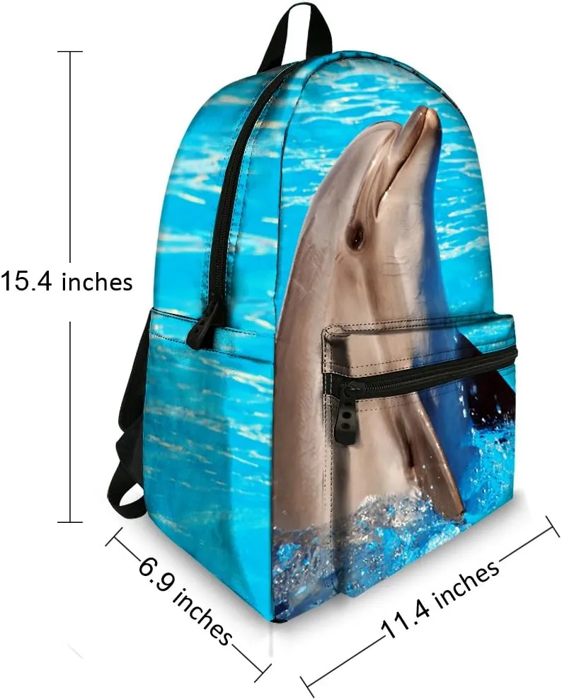 JeremySport Toddler Backpack Boys, 15 Inch Kids Backpack for Preschool,Dolphin