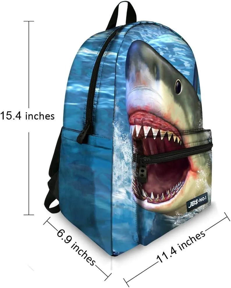 JeremySport Toddler Backpack Boys, 15 Inch Kids Backpack for Preschool,Shark