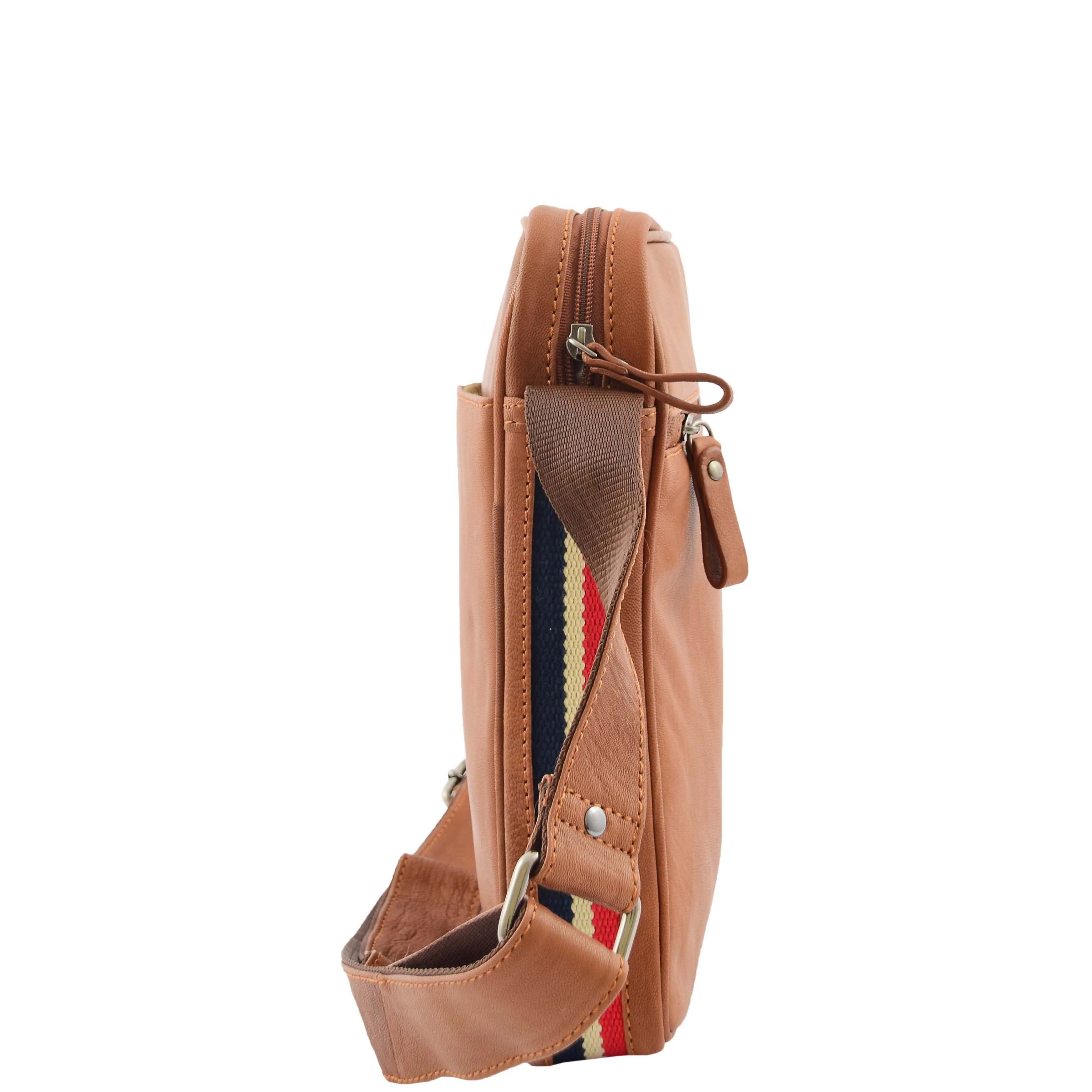Mens Genuine Leather Messenger Flight Shoulder Bag Organiser Eric Tan