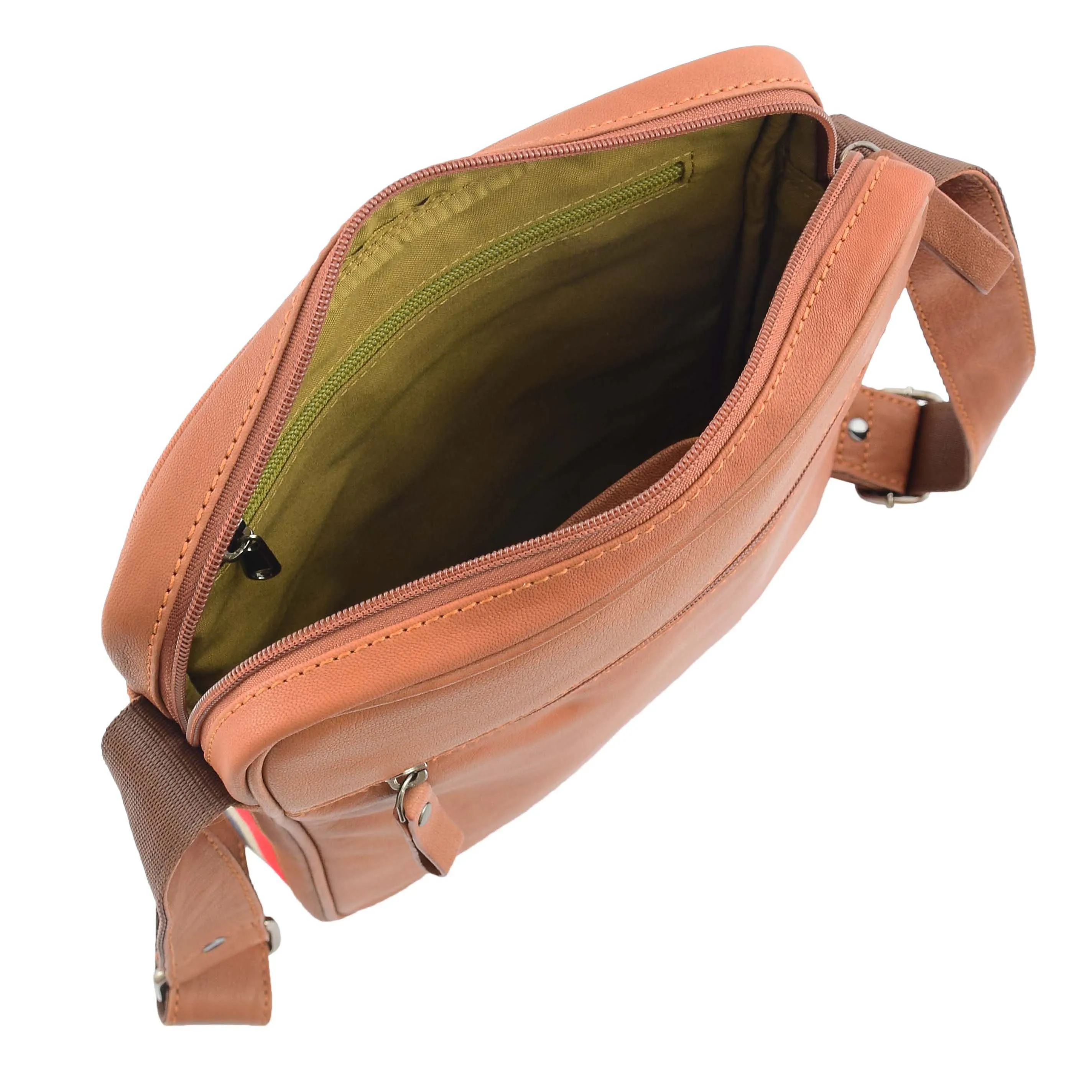 Mens Genuine Leather Messenger Flight Shoulder Bag Organiser Eric Tan
