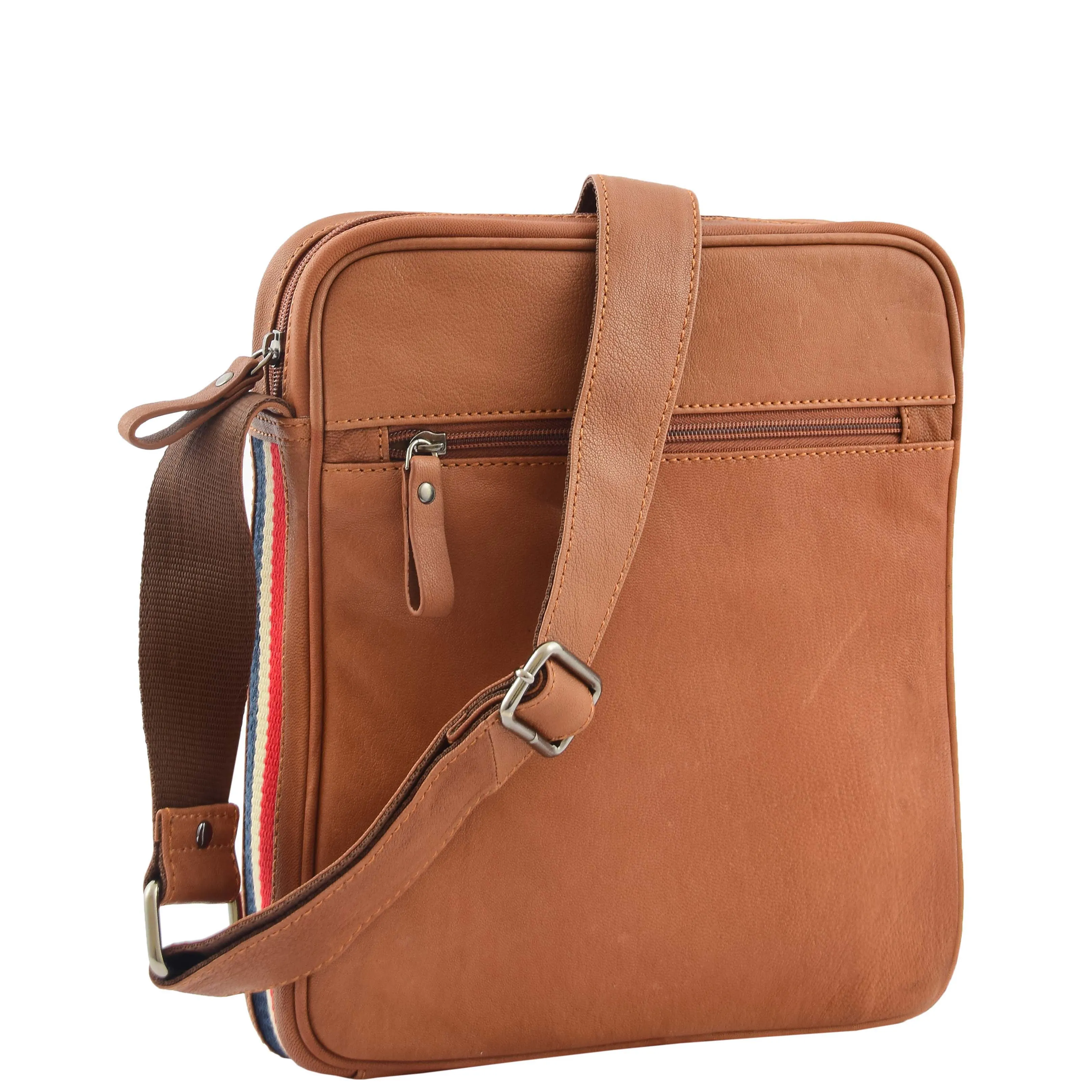 Mens Genuine Leather Messenger Flight Shoulder Bag Organiser Eric Tan