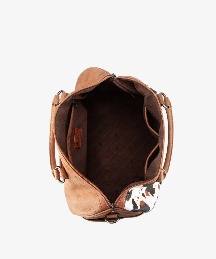 Montana West Floral Tooled Cowprint Duffle Bag