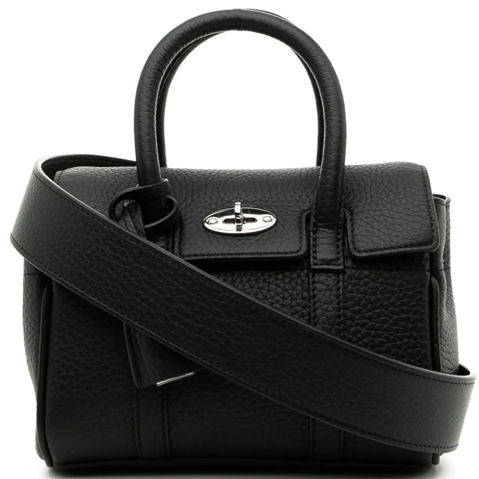 Mulberry Black Heavy Grain Mini Bayswater Bag