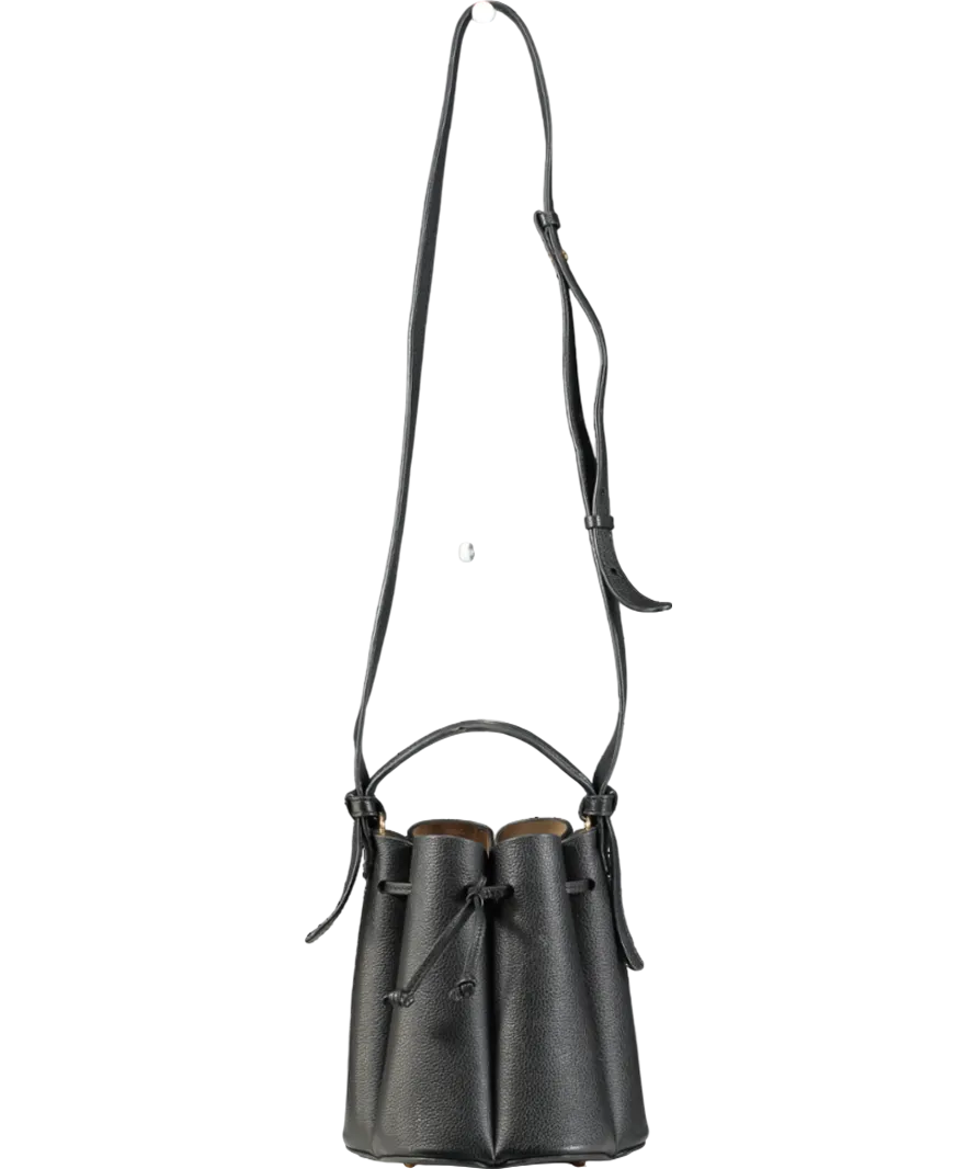 Polene Numéro Huit Mini Edition Textured Black Bag With Top Handle And Shoulder Strap