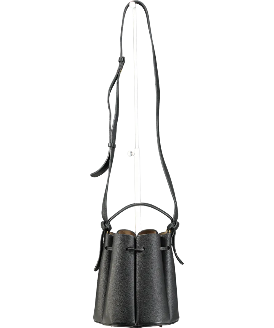 Polene Numéro Huit Mini Edition Textured Black Bag With Top Handle And Shoulder Strap