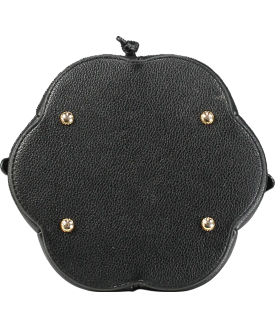 Polene Numéro Huit Mini Edition Textured Black Bag With Top Handle And Shoulder Strap