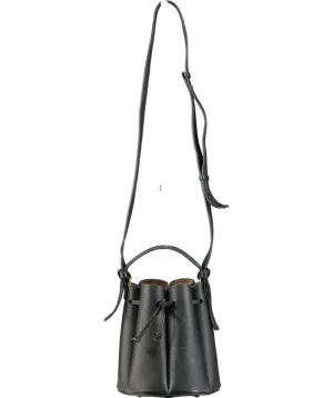 Polene Numéro Huit Mini Edition Textured Black Bag With Top Handle And Shoulder Strap