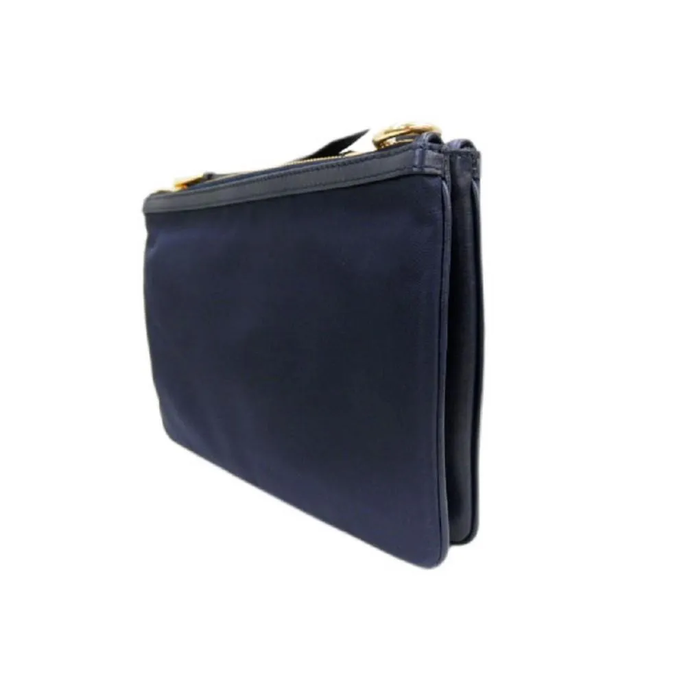 Prada Tessuto Nylon Blue Zip Calf Leather Cross Body Bag 1BH046