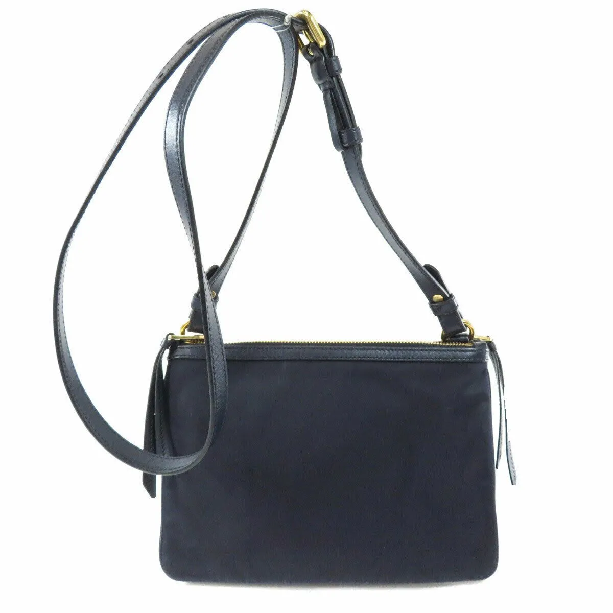 Prada Tessuto Nylon Blue Zip Calf Leather Cross Body Bag 1BH046