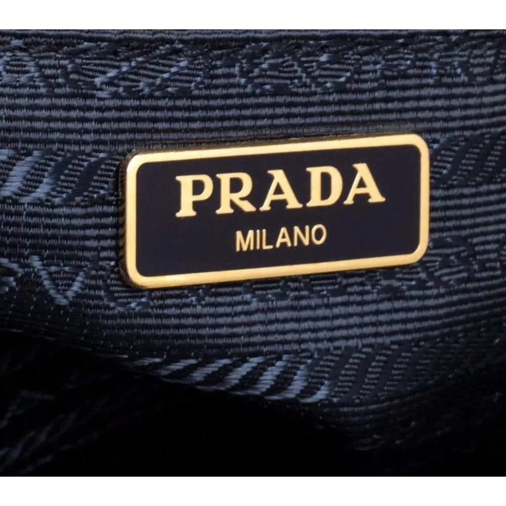 Prada Tessuto Nylon Blue Zip Calf Leather Cross Body Bag 1BH046