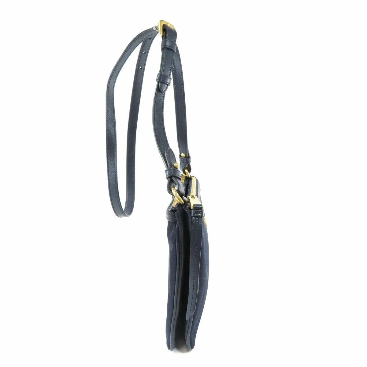 Prada Tessuto Nylon Blue Zip Calf Leather Cross Body Bag 1BH046