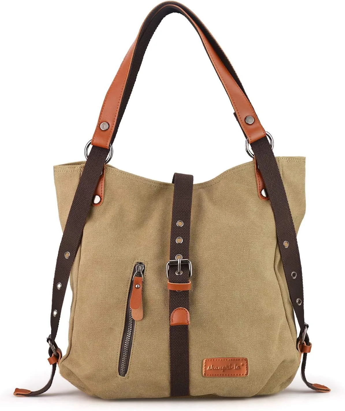 SHANGRI-LA Canvas Tote Handbag Casual Purse Shoulder Bag for Women Convertible Backpack