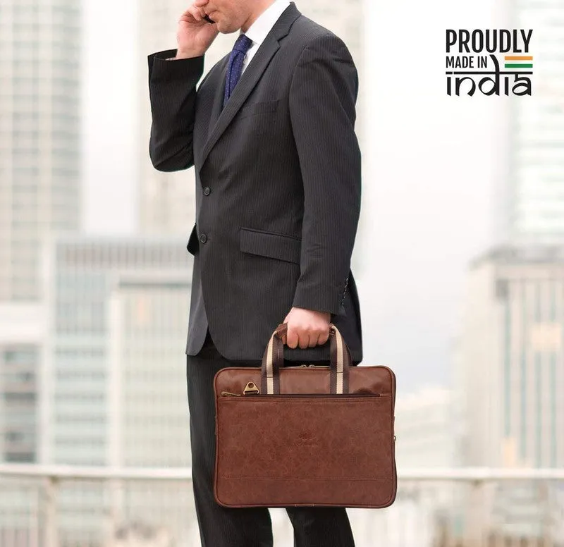 THE CLOWNFISH Dilan Laptop Briefcase for 14 inch Laptops - Tawny Brown