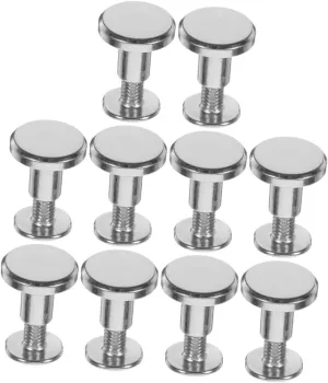 Uonlytech 10Pcs Round Leather Rivets Durable Studs for DIY Crafting Vintage Punk Spikes for Clothing Bags Belts and Accessories