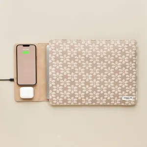Wireless Charging Laptop Sleeve - Mocha Flower