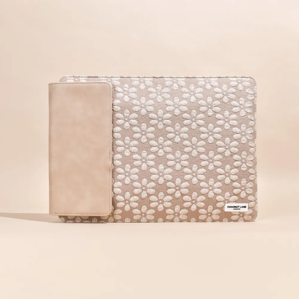 Wireless Charging Laptop Sleeve - Mocha Flower